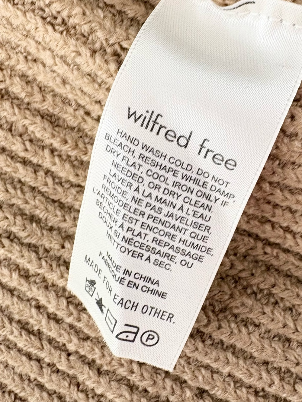 Aritzia Wilfred Free Unwind Merino Wool Open-Front Cardigan Camel Size Small - Picture 7 of 8